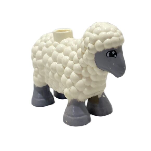 Lego Duplo Sheep Figure White With Grey Face And Head Up 3 Inch X 2 Inch - Picture 1 of 7